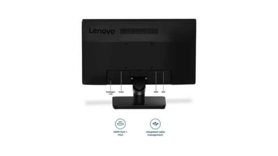 Lenovo D19-10 LED 18.5" Monitor, 366x768 TN Anti-glare 16:9 Display, 60Hz Refresh Rate, 5ms Response Time, 16.7m Colors, Horizontal: 90°/ Vertical: 65°, 1x HDMI 1.4 / 1x VGA, Black | 61E0KCT6UK