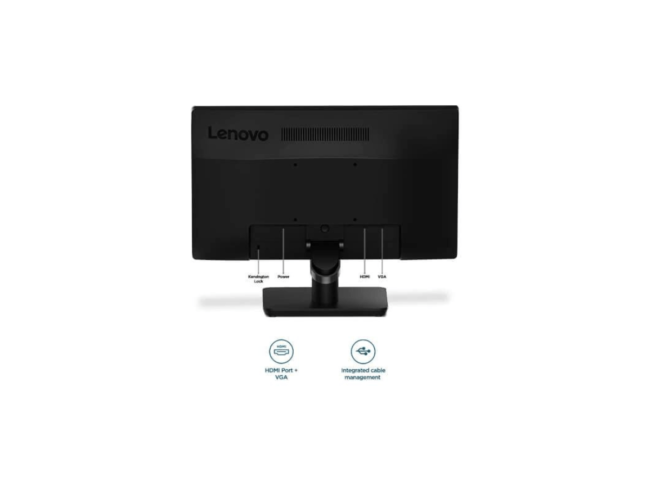 Lenovo D19-10 LED 18.5" Monitor, 366x768 TN Anti-glare 16:9 Display, 60Hz Refresh Rate, 5ms Response Time, 16.7m Colors, Horizontal: 90°/ Vertical: 65°, 1x HDMI 1.4 / 1x VGA, Black | 61E0KCT6UK