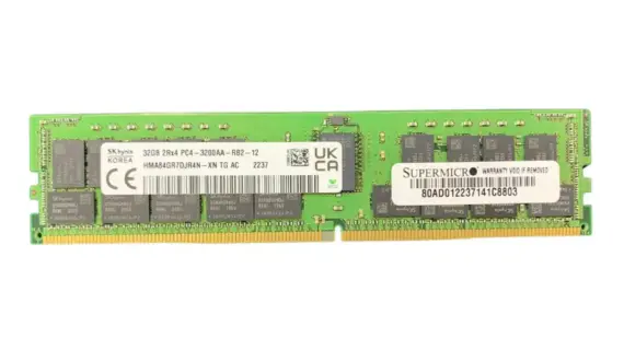 SK Hynix HMA84GR7DJR4N-XNTG 32GB PC4-25600 DDR4-3200 RDIMM Server Memory, ECC Registered CL22 RDIMM 1.2V Dual-Rank Memory Module