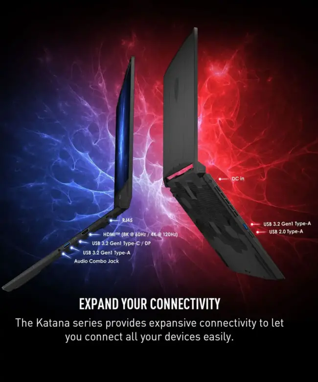 MSI Katana 15 B13VGK GAMING LAPTOP Intel® Core™ i7-13620H up to 4.9GHz Processor 16GB Ram 1TB SSD NVIDIA® GeForce RTX™ 4070 8GB GDDR6 Graphics 15.6" FHD 144Hz, IPS-Level Black Windows 11 Home